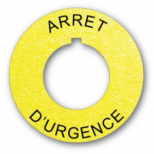 Textured Plastic Legend Plate - 30mm Emergency Stop - French